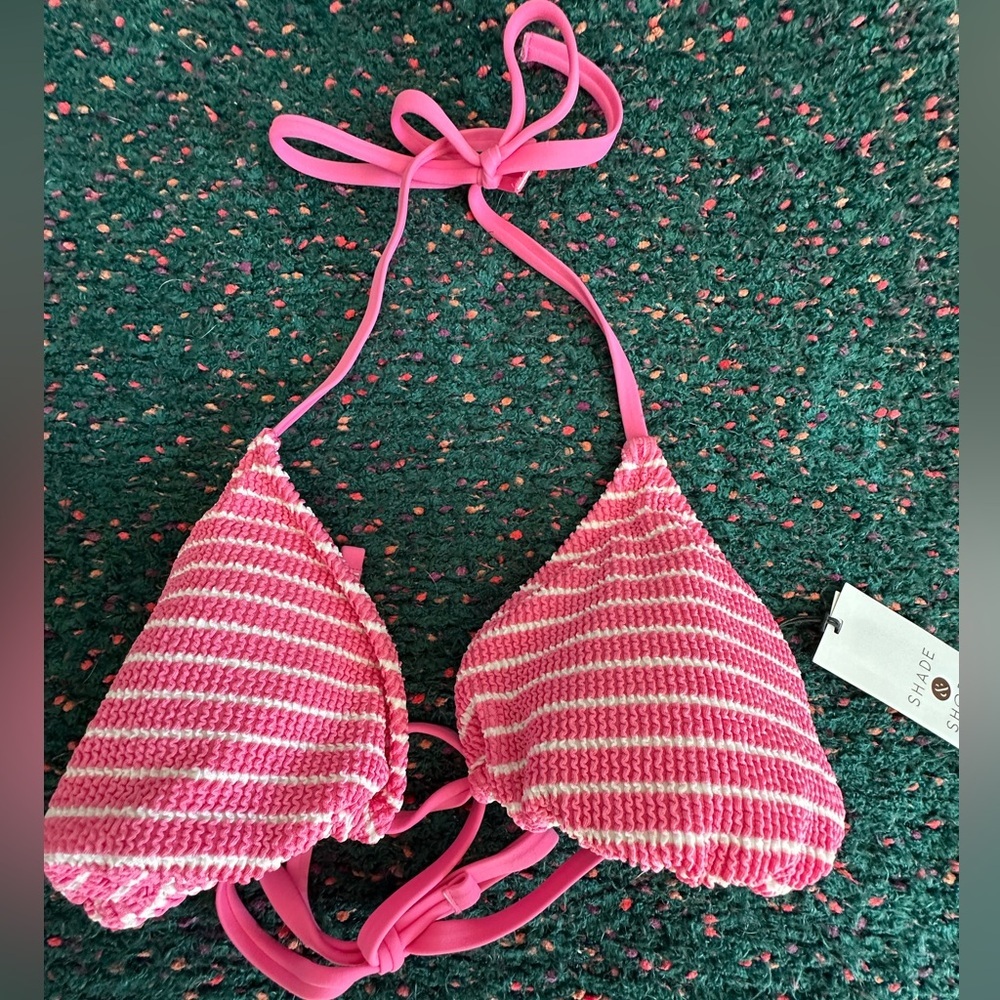 Rareshade & Shorenwtpink/White Striped Bikini Top M